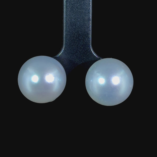 9k Large Silver Pearl Studs