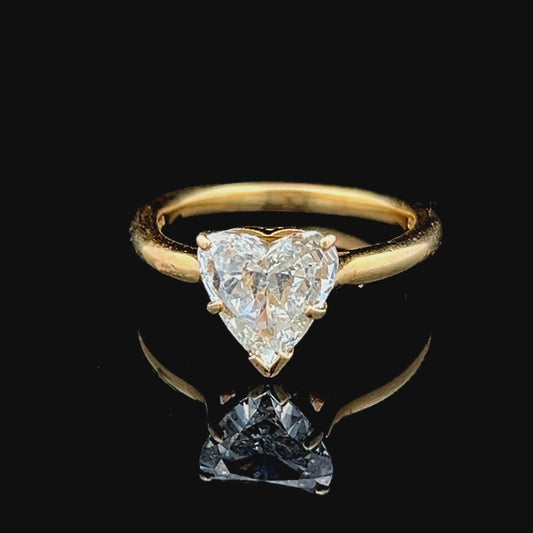 18K Yellow Gold Heart Diamond Ring APPX 1.7CTS VS K