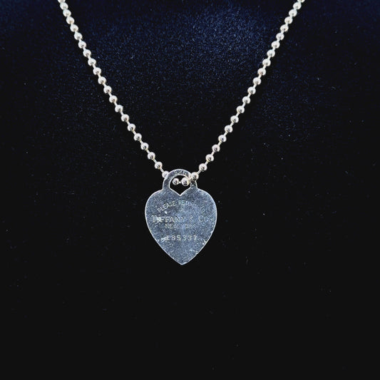 Vintage Return To Tiffany Heart Tag Pendant On Beaded chain 18 Inches