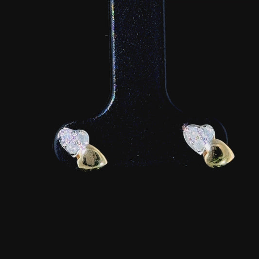 9K Yellow Gold & Diamond Hearts Studs
