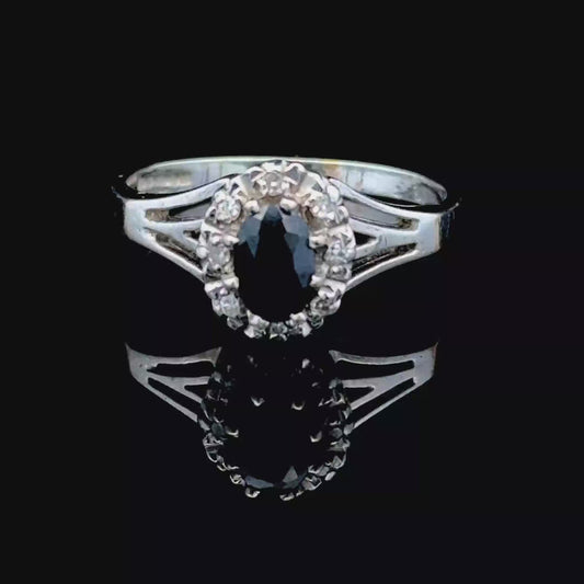 9K White Gold Sapphire & Diamond Cluster Ring