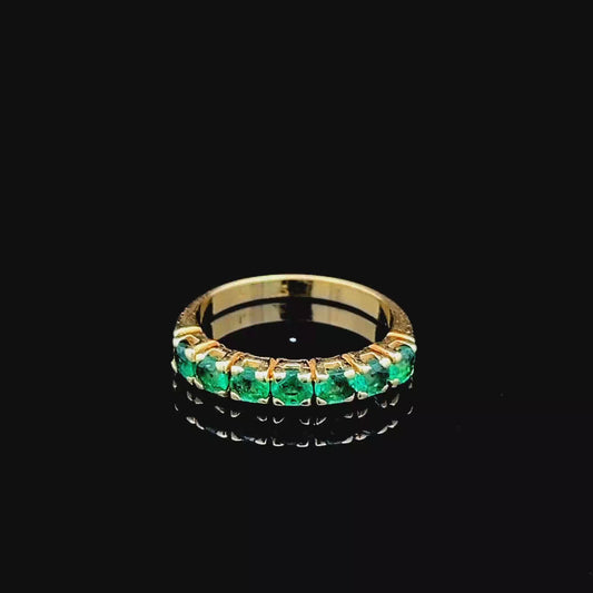 18K Yellow Gold 7 Stone Emerald Ring