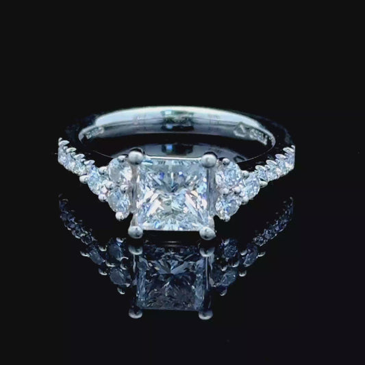Platinum Princess Diamond Solitaire Diamonds To Shoulders GIA F VS2 APPX 1.01 CTS