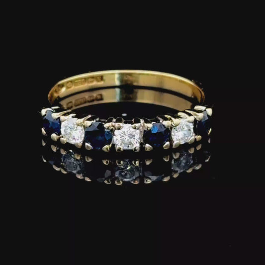 18K Yellow Gold Diamond & Sapphire Band