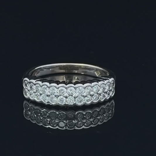 18K White Gold Double Diamond Eternity Band