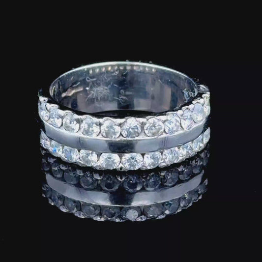 Platinum 2 Row Diamond Band