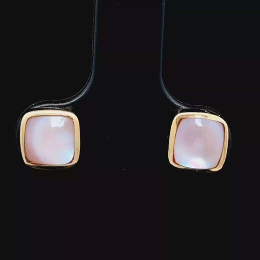 9K Yellow Gold Mother Of Pearl Studs