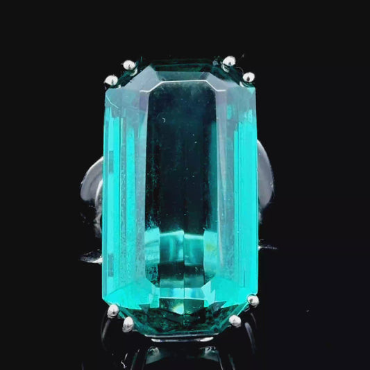18K White Gold Blue / Green Tourmaline Ring