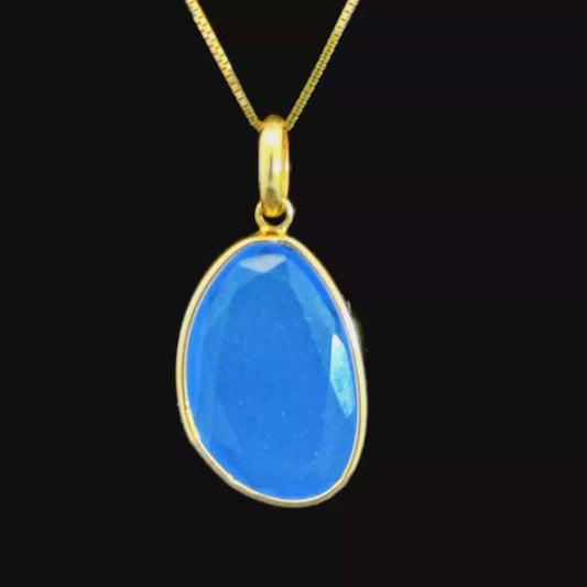 18K Light Blue Stone Pendant