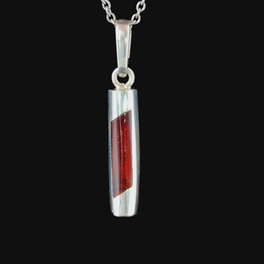 Modern Silver and Amber Cylindrical Pendant (only).