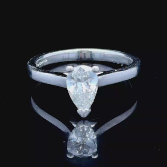 Platinum Pear-Cut Diamond Solitaire Ring APPX 1.05 CTS
