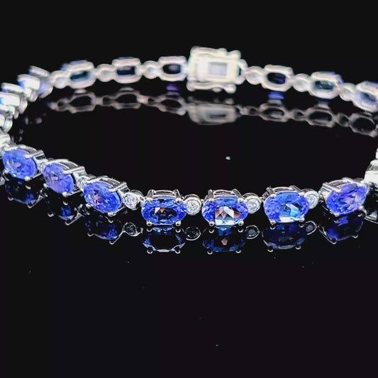 9k White Gold Tanzanite & Diamond Bracelet