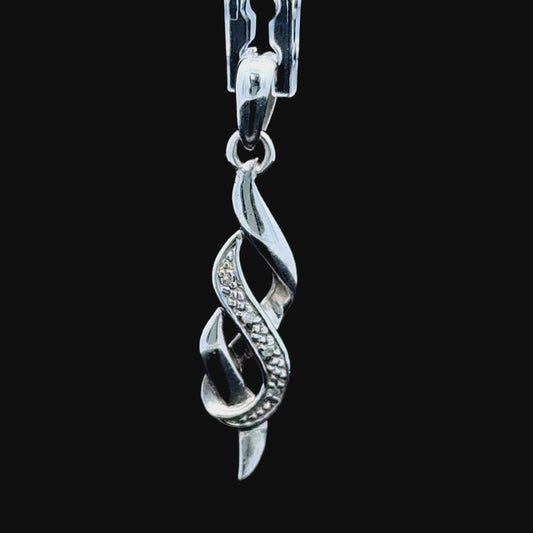 Silver & Diamond Twisted Pendant