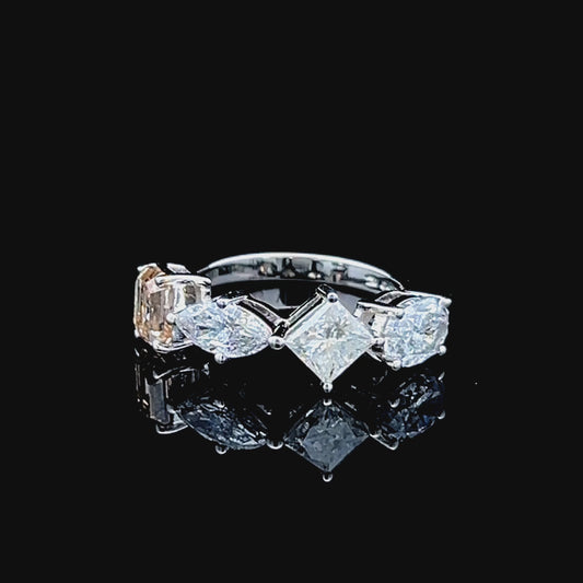 Platinum 4 Stone Multicut Diamond Ring APPX 3.4 CTS