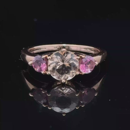 9K Gold Pink Topaz & Morganite Ring