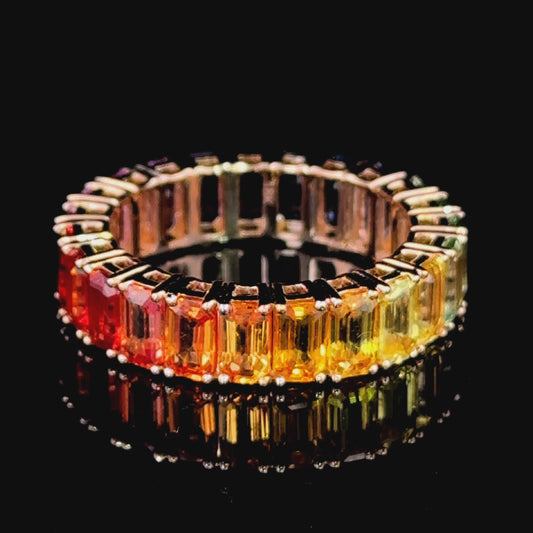 18k Rose Gold Rainbow Sapphire Full Eternity Ring APPX 7.75CTS