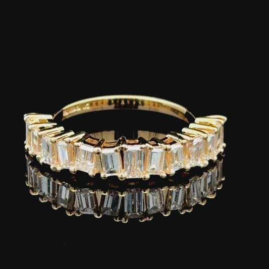14K Yellow Gold Baguette Diamond Half Eternity Ring 1.5 Cts