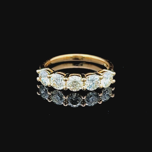 18K Yellow Gold 5 Stone Diamond Ring APPX 1.75 CTS