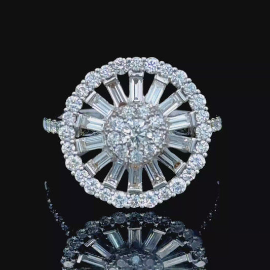 Platinum Diamond Catherine Wheel Ring APPX 1.0 CTS