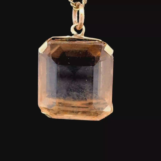 9K Yellow Gold Smokey Quartz Pendant