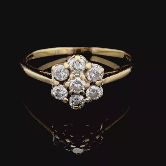 9K Yellow Gold Diamond Daisy Ring APPX 0.5 CTS