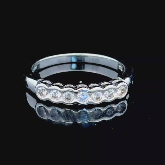 9K White Gold 7 Stone Diamond Band Ring