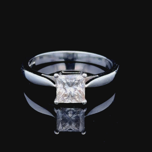 Platinum Princess Cut Diamond Solitaire Ring Appx 1.2cts