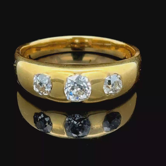 18K Yellow Gold 3 Stone Gypsy Ring APPX 1.0 CTS