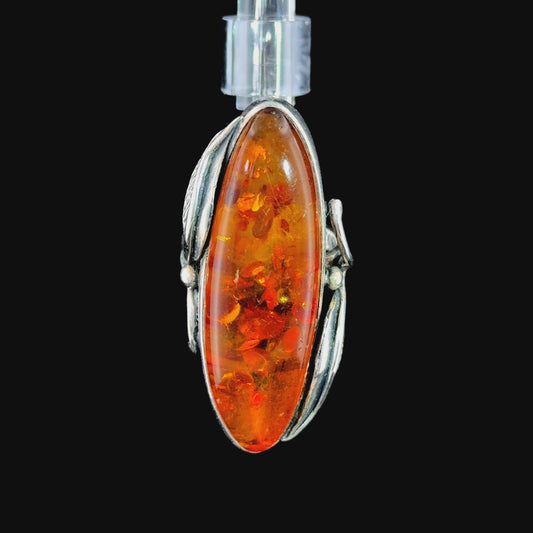Wonderful Large Silver & Amber Dress Ring