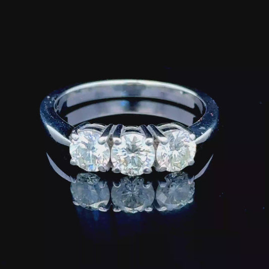 18K White Gold 3 Stone Diamond Ring 1.0 CTS