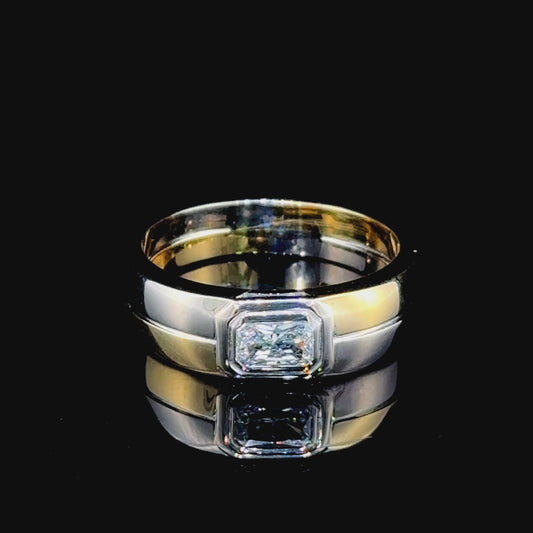 18K Yellow / White Gold Emerald Cut Diamond Gents Band APPX 0.85 CTS