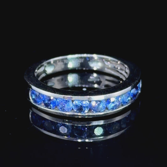 Lovely Platinum Channel Set Sapphire Half Eternity Ring Appx 0.6 Cts