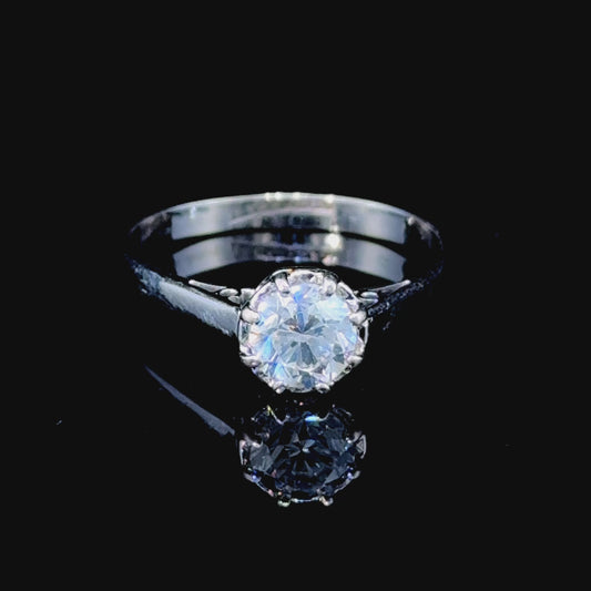 18K White Gold Diamond Solitaire Ring APPX 0.85 CTS