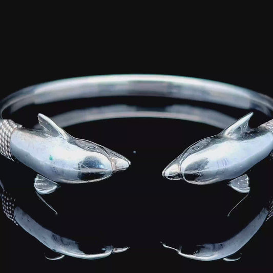 Silver Torque Dolphin / Fish Bangle
