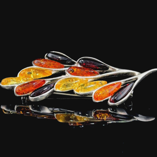 Stunning Cognac Amber Floral Bouquet Brooch by Be-Jewelled