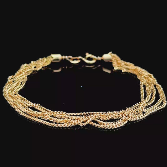 18K Yellow Gold Multi Strand Bracelet