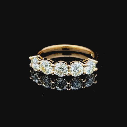18K Yellow Gold 5 Stone Diamond Ring APPX 1.75 CTS