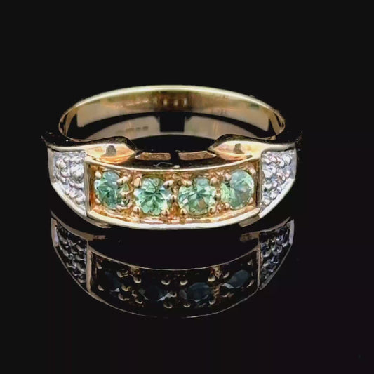 9K Yellow Gold Peridot & Diamond Ring