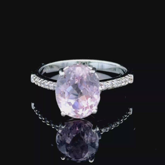 9K White Gold Morganite & Diamond Ring
