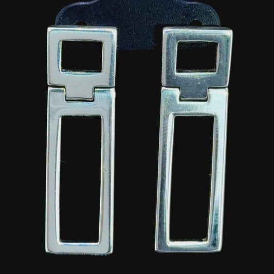 Stunning Vintage Gucci Silver Rectangular Articulated Stud Earrings