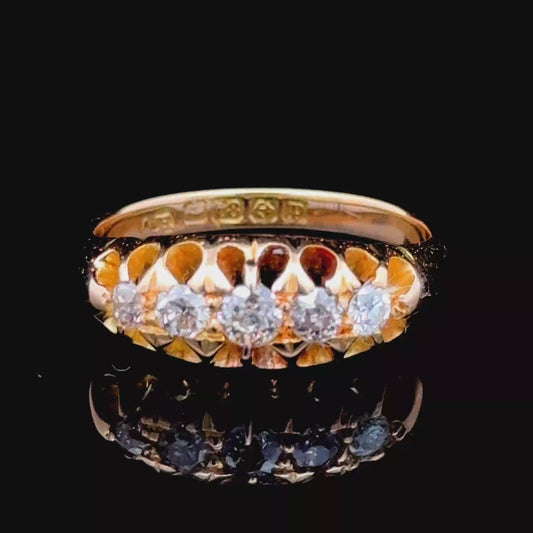 18K Yellow Gold Diamond Gypsy Ring APPX 0.6 CTS