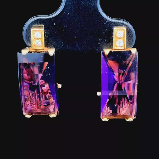 18K Yellow Gold Ametrine & Diamond Clip Earrings