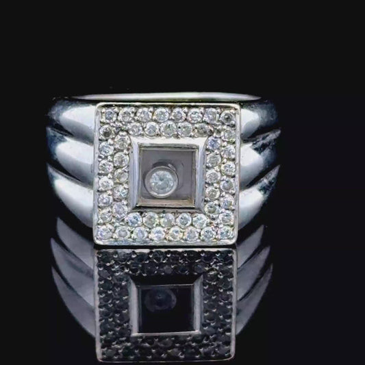 18K White Gold Square Moving Diamond Ring