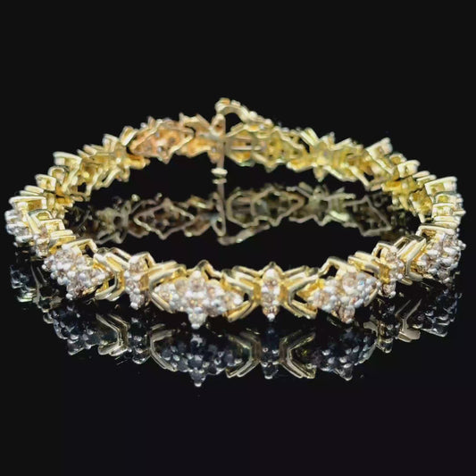 18K Yellow Gold Diamond Bracelet In Fitted Case