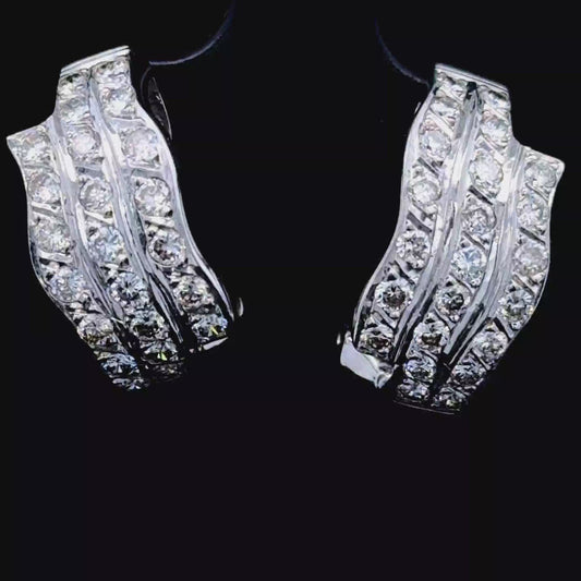 18K White Gold Diamond Clip Earrings APPX 2.0 CTS Total