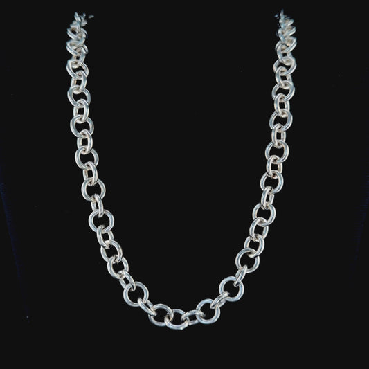 Stunning Heavy Silver Round Link Belcher (Rolo) Chain weighing 65.5 Gms Having A Substantial Lobster Clasp