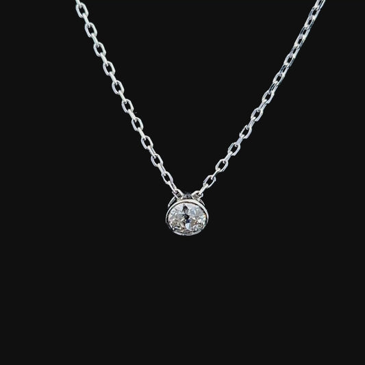 18K White Gold Diamond Pendant & Chain APPX 0.75 CTS