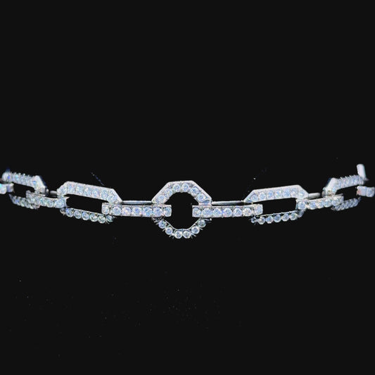 A Magnificent Appx. 3Ct Diamond Pave’ Set link Bracelet in 18k White Gold By David Yurman