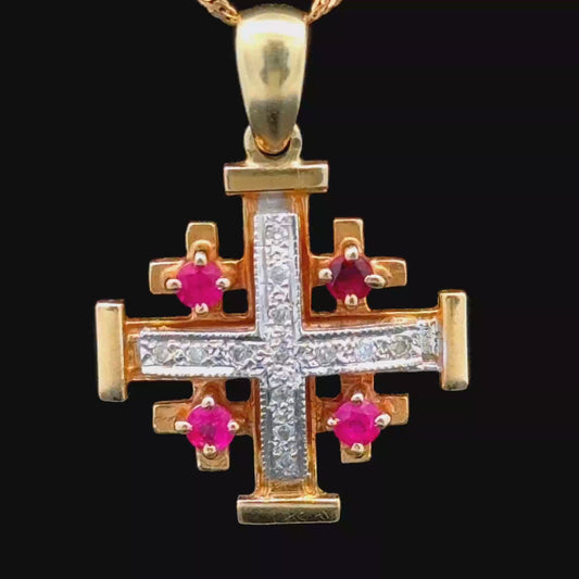 14K Ruby & Diamond Cross