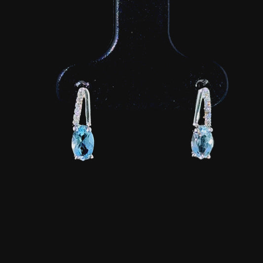 9K White Gold Aquamarine Studs